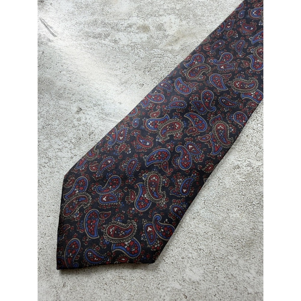 Liberty Of London Tie Mens One Size Blue 100% Silk Cotton Paisley Pointed